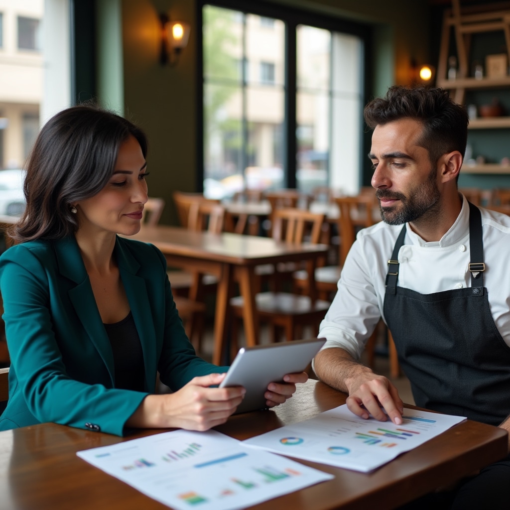 Consulente Noviqtrax Digital con titolare di ristorante